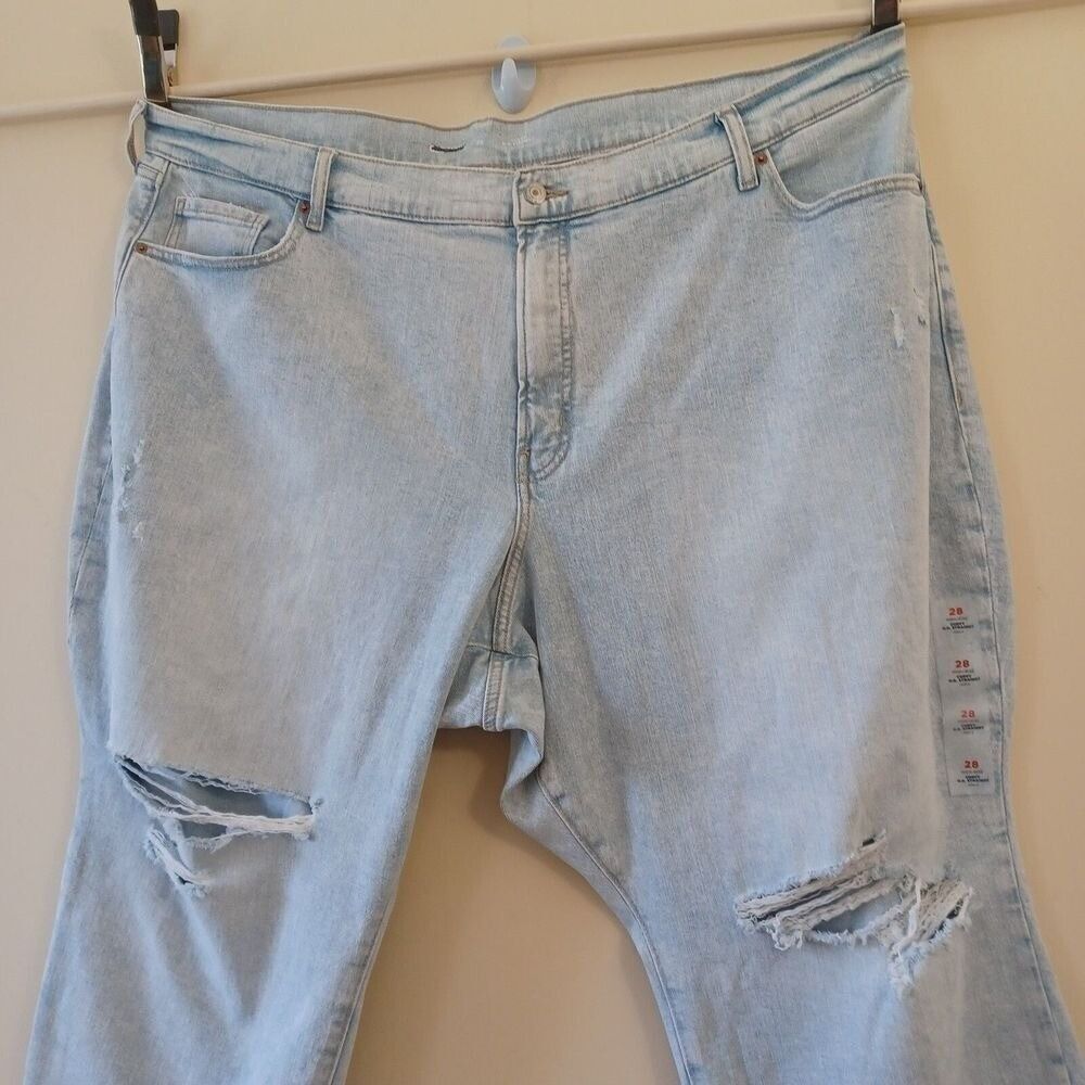 Old Navy Jeans Plus Sz 28 Curvy High Waist Straight Ankle Leg Ripped Light Wash - Picture 7 of 10